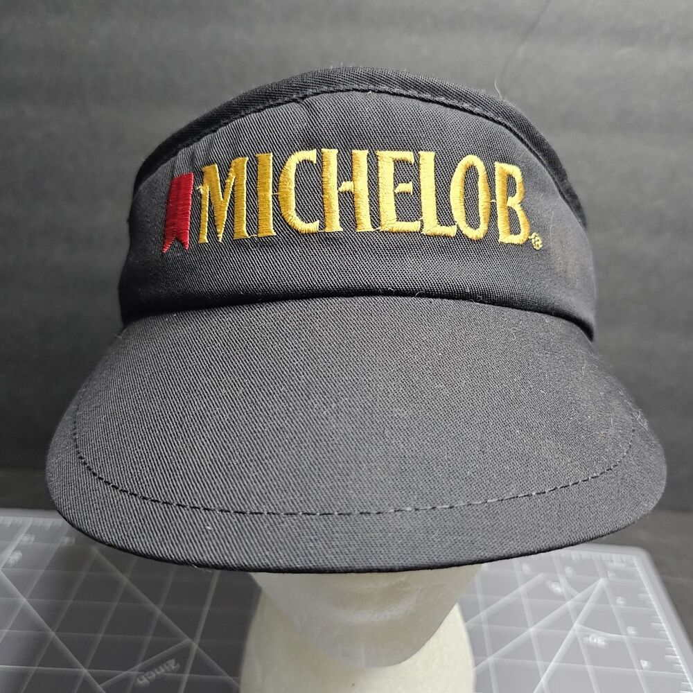 Michelob Visor Hat Adjustable Strapback Black Yellow Red Beer Promo Made USA